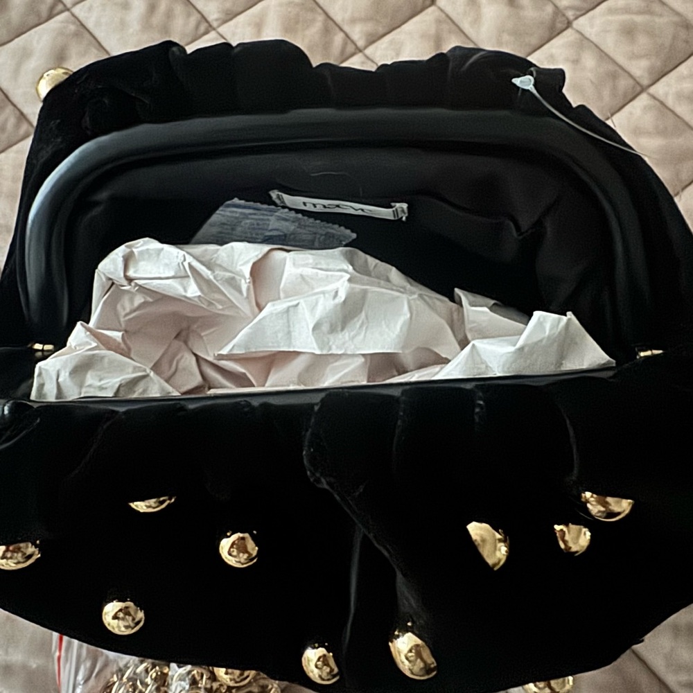 Maeve Black Velvet Clutch with Gold Studs - Picture 5 of 7